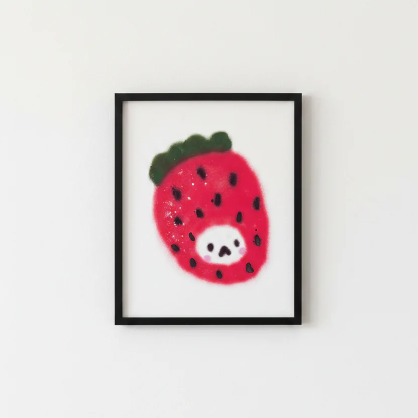 Affiche Fruits Félins 'Fraise'