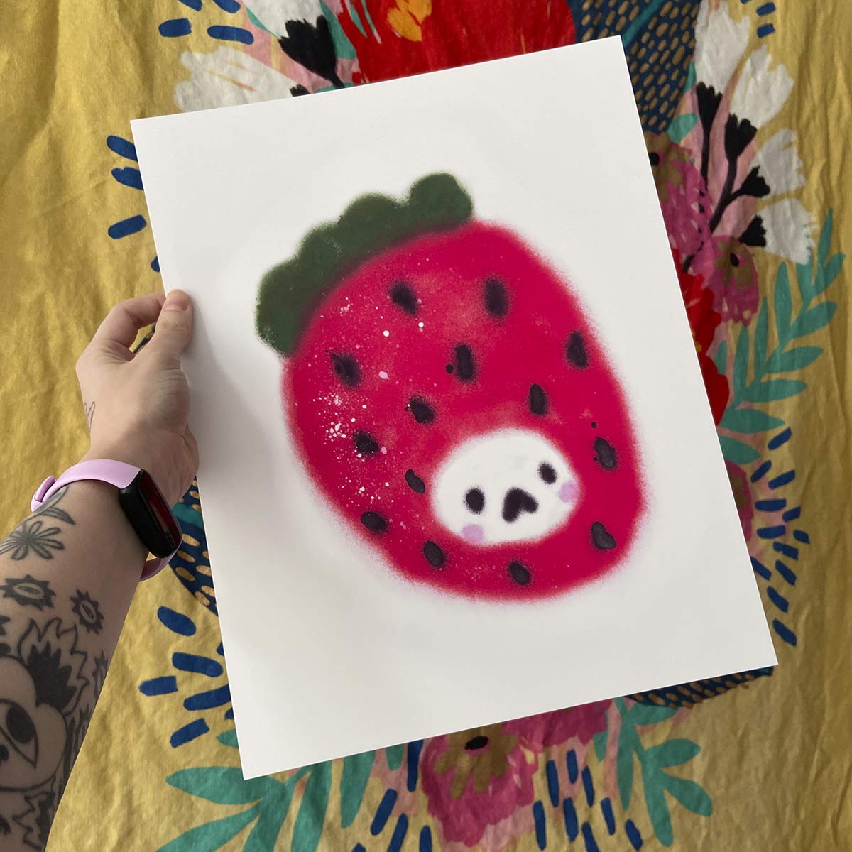 Affiche Fruits Félins 'Fraise' - Image 2