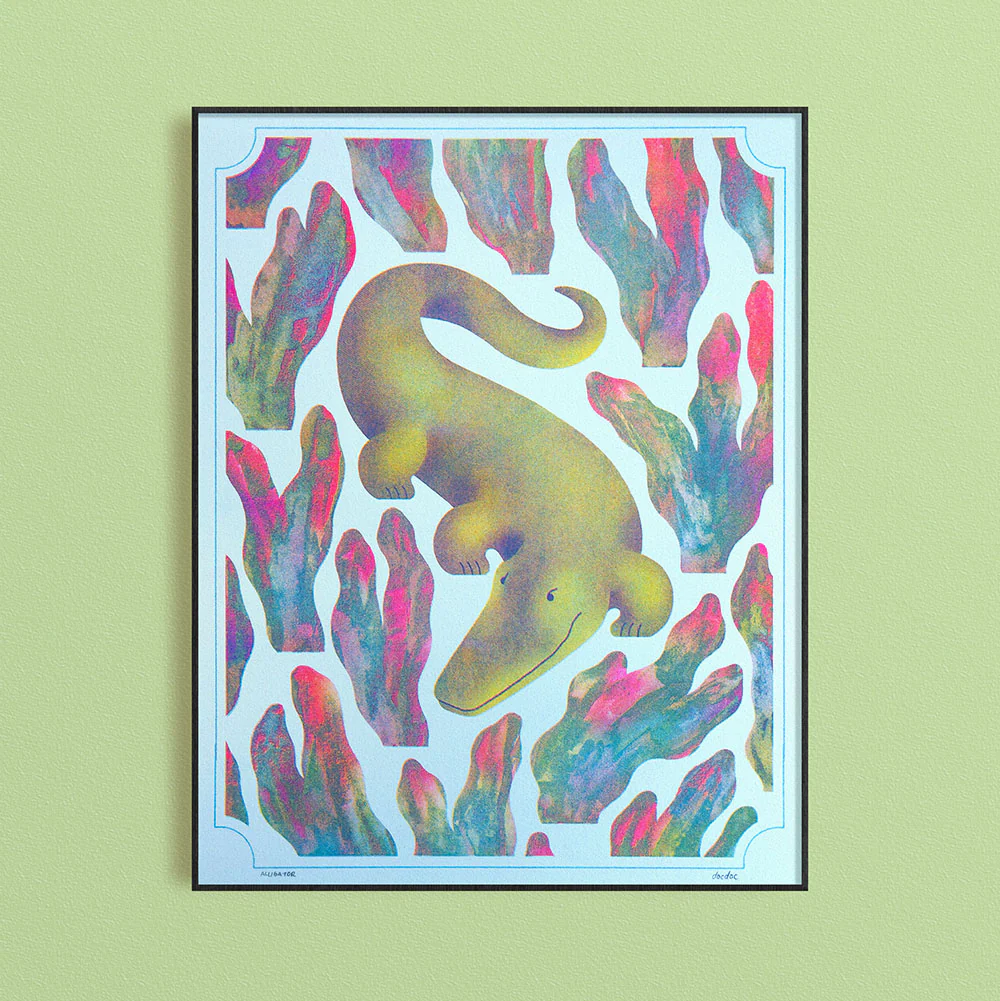 Affiche risographie 'Alligator'