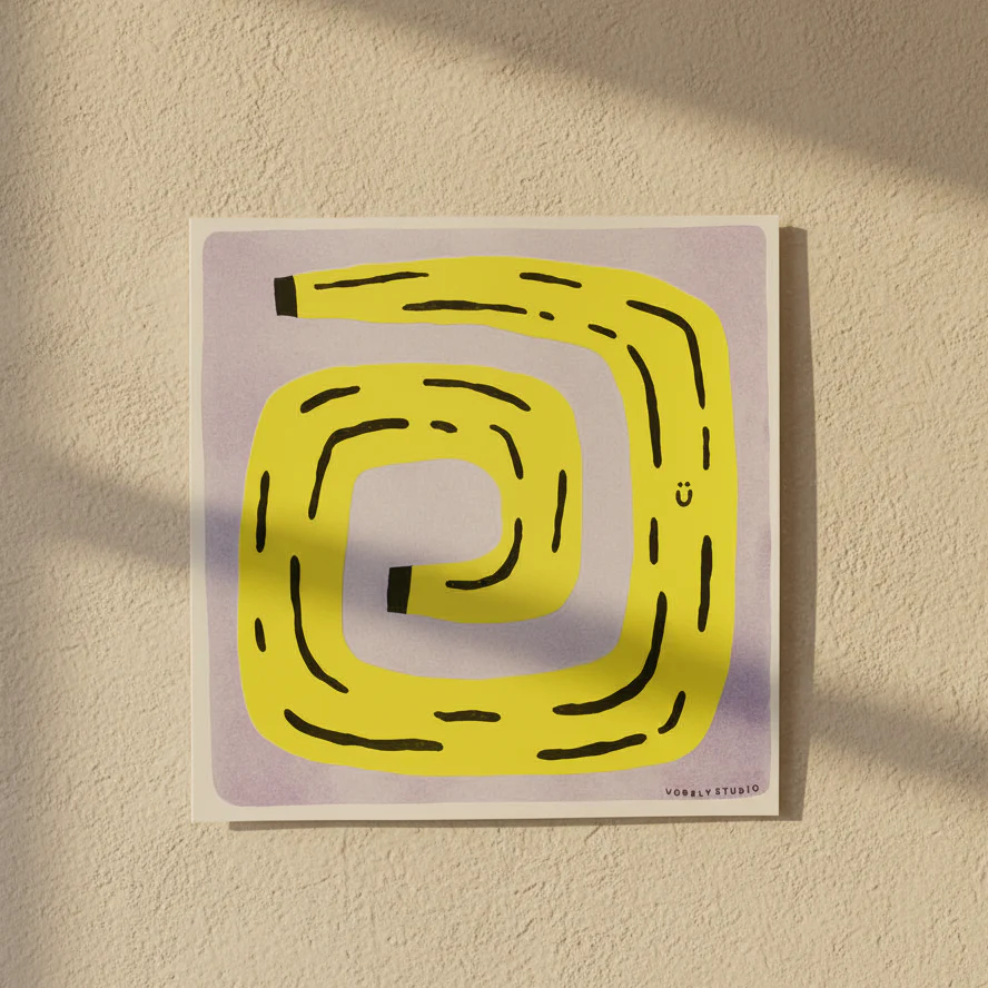 Affiche risographie 'Happy Banana'