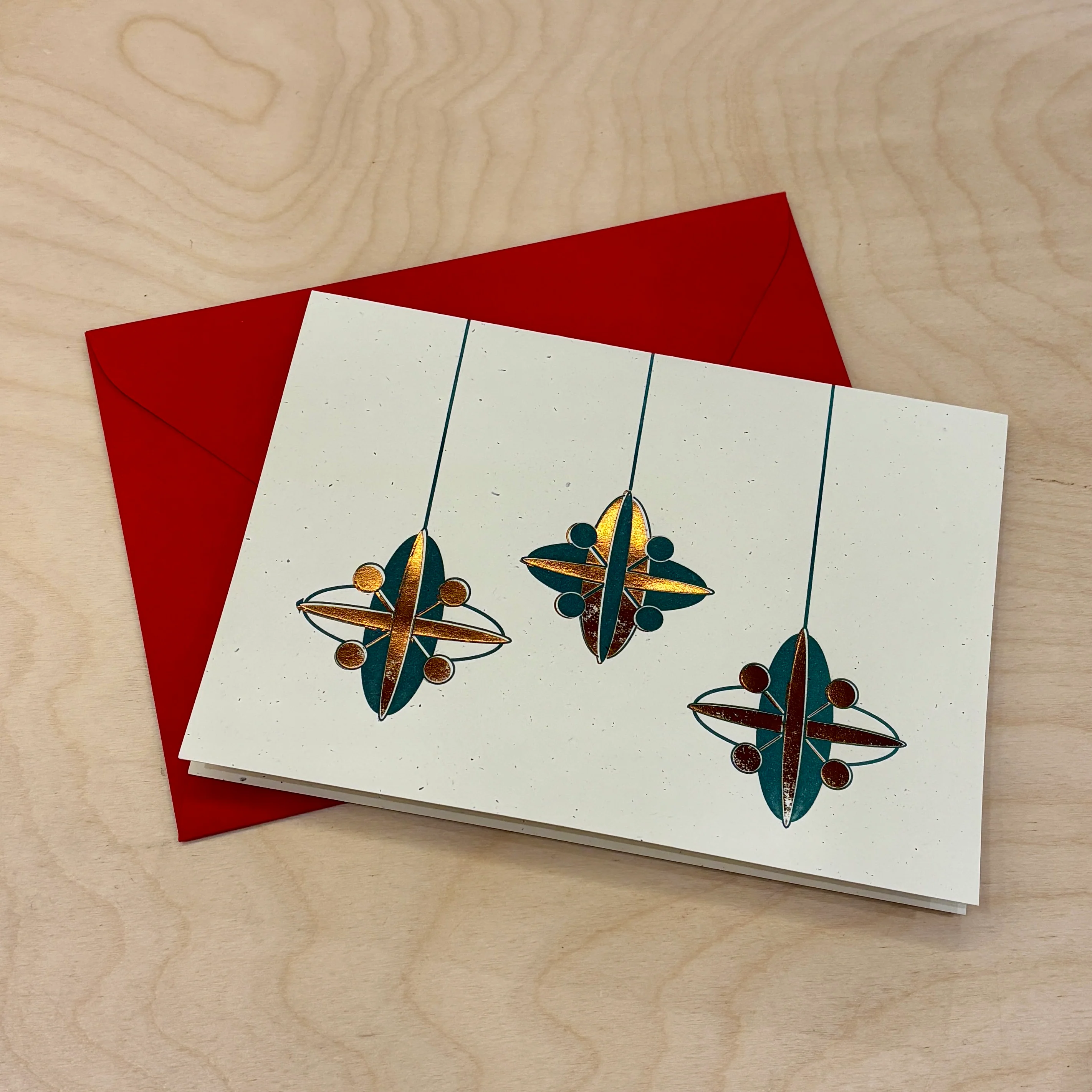 Carte de souhait letterpress 'Décorations des fêtes'