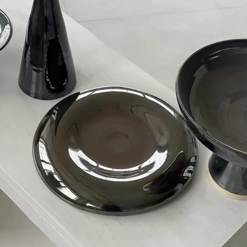 Grande assiette Bubble chrome