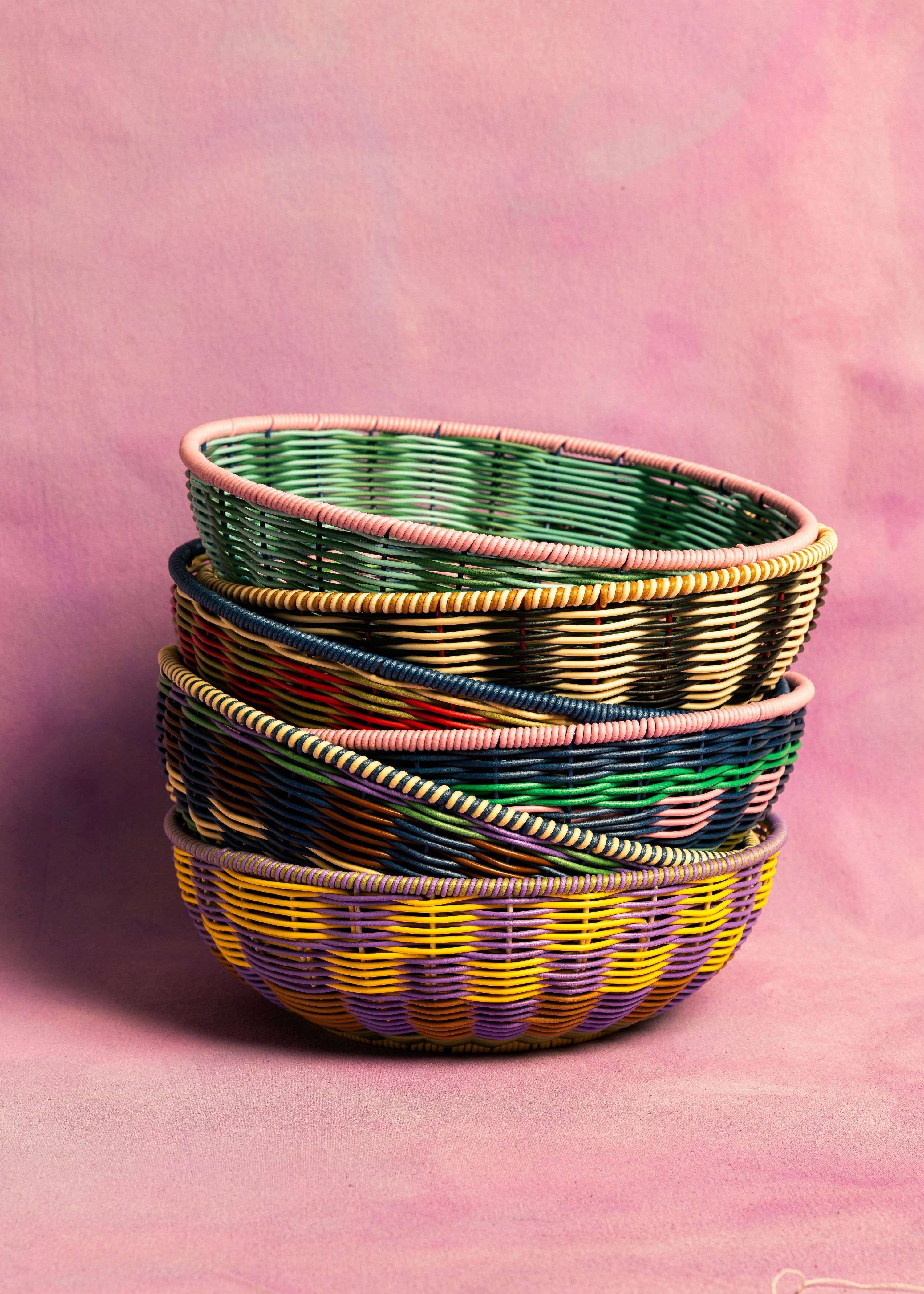 Panier tissé Jaune-Lilas - Image 3